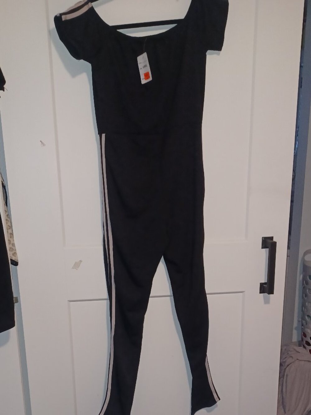 New Black Elastic-Waist Jumpsuit - Large